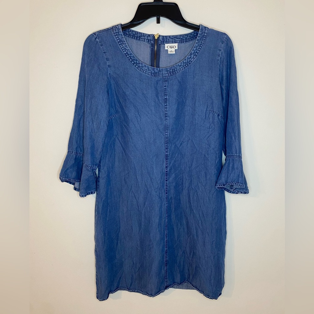 Cato blue bell sleeve tencel denim dress size 6